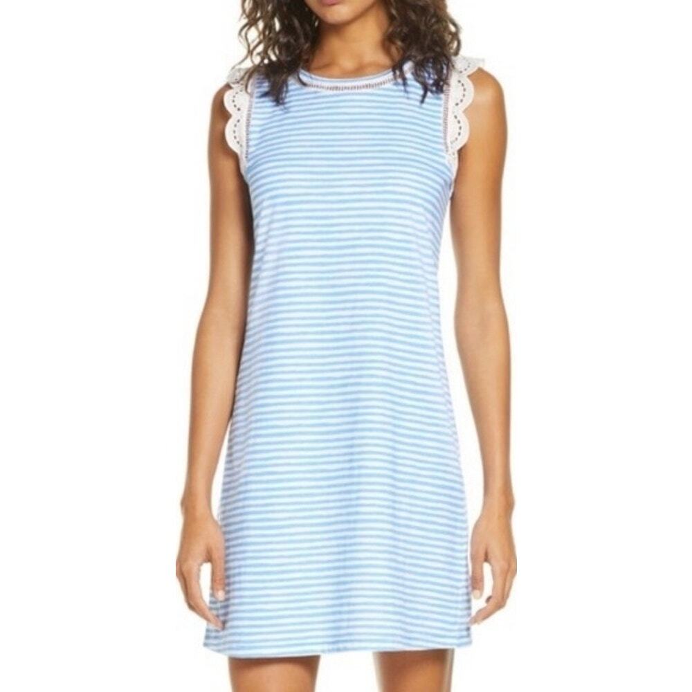 Lilly Pulitzer Agee Striped Cotton Mini Dress Blue White XXS